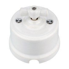 Aufputz Porzellan Retro Rotary Schalter Drehschalter I Serie QR1 weiß