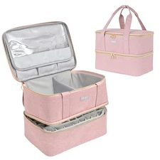 Nail Polish Organizers and Storage,Double-Layer Nail Supplies Carrying Case Bag 