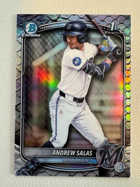 2025 Bowman Chrome 1st Andrew Salas Black Reptilian Refractor /10 #BCP-156