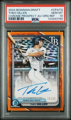 2024 Bowman Draft Theo Gillen True Orange Refractor Auto /25 PSA 10 CPA-TG