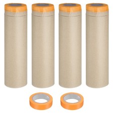 4Rolls Pre-Taped Masking Film, 17.7ft x 49ft with 2 Extra Painters Tape, Orange