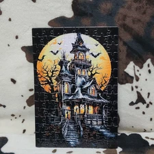 Halloween Haunted House Moon 120 Piece Custom Handmade Jigsaw Puzzle