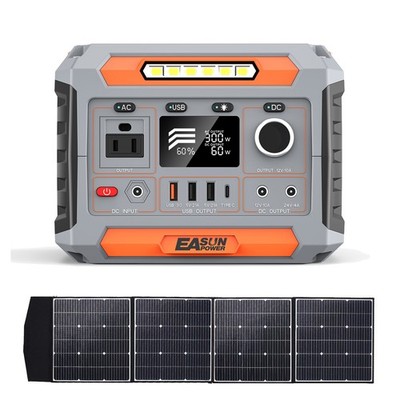 EASUN 300W Portable Power Station Backup Battery | 100W 18V Foldable Solar Panel