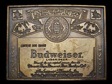 MF21144 NOS VINTAGE 1970s GENUINE  BUDWEISER  LAGER BEER BELT BUCKLE