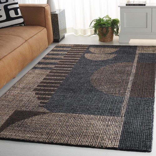Fifth Avenue Collection Area Rug - 6' x 9', Beige & Grey, Handmade Mid-Centur...