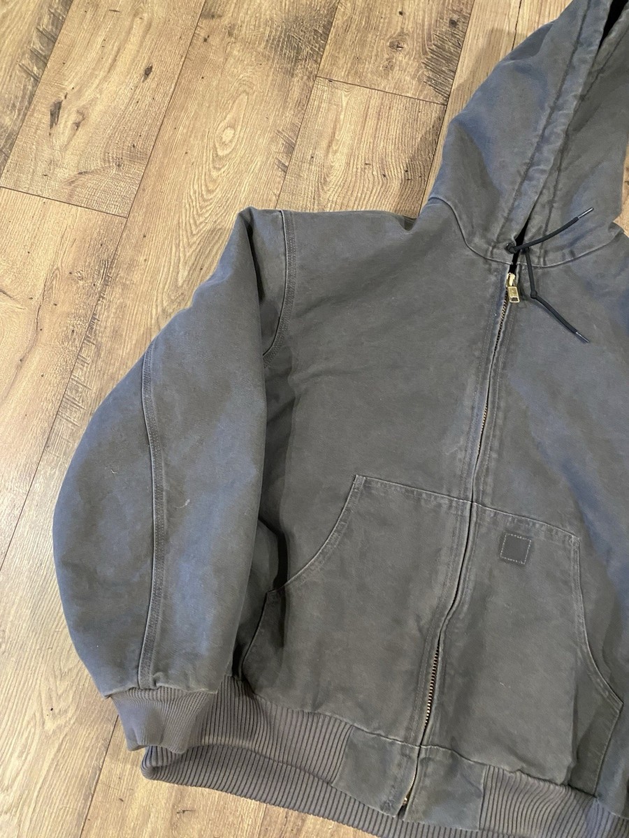 Carhartt J130 GVL Mens 2XL Gray Lined Hooded Granite Jacket No