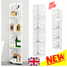 Bathroom Corner Shelf 4 Tier Shelving Rack Unit White Display Stand Home Storage