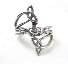 Take Me Home Claddagh & Trinity Stainless Steel Ring size 8 Silver Irish Celtic