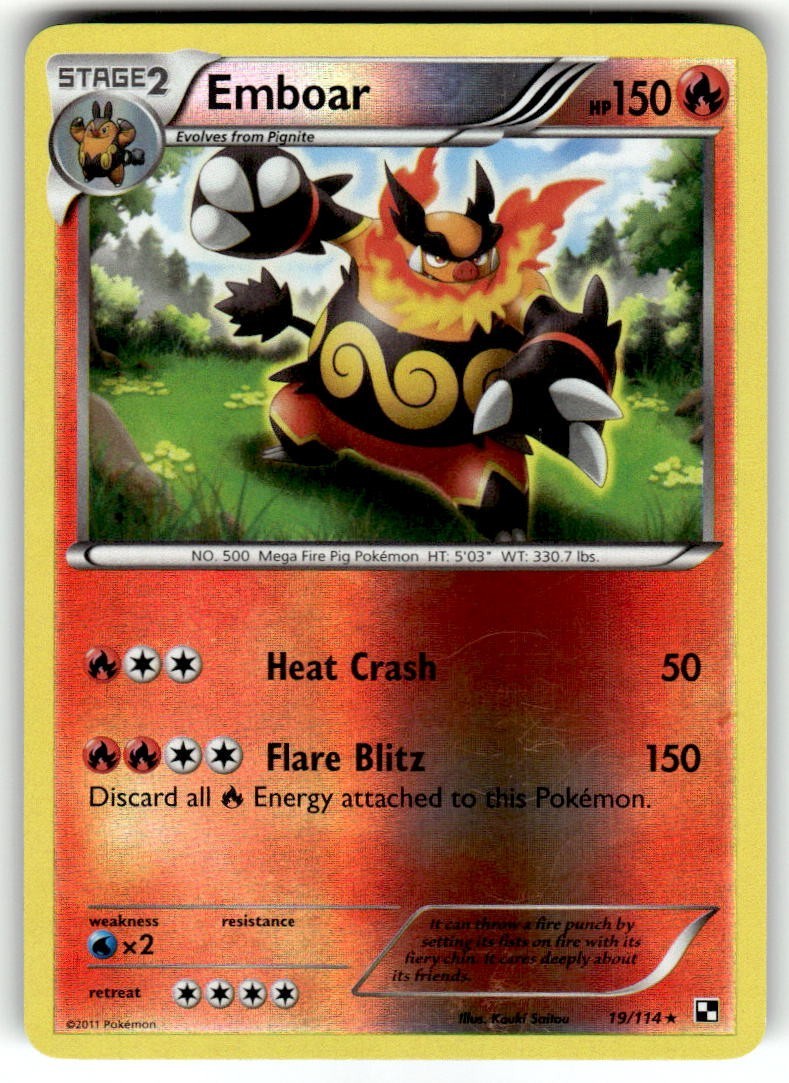 1 x Pokemon Emboar - 19/114 -Rare - Reverse Holo NM