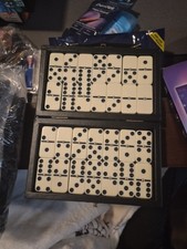 Vintage Set Of 28 Dominoes In Carry Case With Travel Set