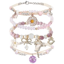 4PCS Adjustable Beaded Charm Bracelets for Teen Girls - Perfect Birthday Gift
