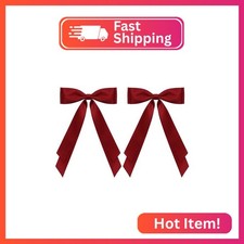 Wine Red Long Tail Hair Bows Alligator Clip 2pc 5.5" Satin Polyester Ribbon Pony