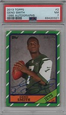 2013 Topps #2 GENO SMITH 1986 Retro Rookie Auto /140 RC PSA 7 Rare Football Card