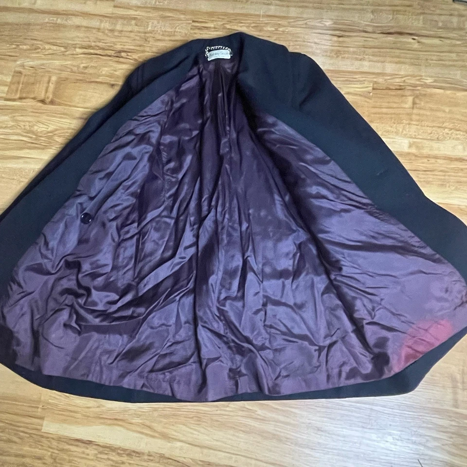 Abrigo Ashley Scott 100% Lana Columpio Estilo Medio Chaqueta Guisante Azul Marino De Colección M/L EE. UU. Foto 3 de 4