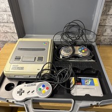 PAL SNES Super Nintendo Console 2 Controllers hard shell case Tested Super Mario