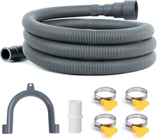 6 Ft Universal Washing Machine Drain Hose Extension - Grey Flexible Discharge Ho