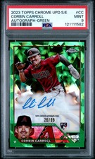2023 Topps Chrome Update Sapphire Auto CORBIN CARROLL Green Refractor /99 PSA 9