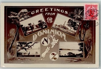 13990205 - Auckland Dominion Memorial Stamp Picture Page New Zealand 1908