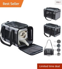 Ventilated Pet Carrier 17.5 11 11 for Small Dogs  Cats - Cozy Fleece Bed