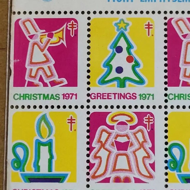 1971 Christmas Seal US Stamp Sheet (100 Pieces) - Vintage Collectible