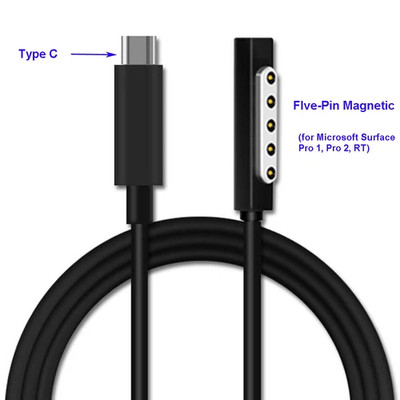 Type-C to Surface Power Supply 65W Charging Cable  Microsoft Surface Pro 1 2 RT