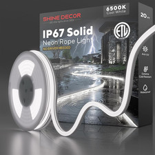 20Ft Waterproof Neon Rope Light - Flexible LED for Pathway, Cool White 6500K
