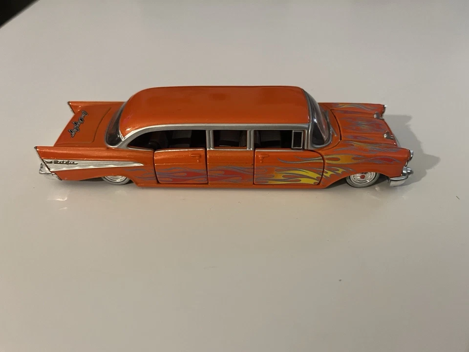 Very Nice *Castline M2 Auto Stretch Rods 1959 Cadillac 1:64 -orange with Flames - Image 4 of 4