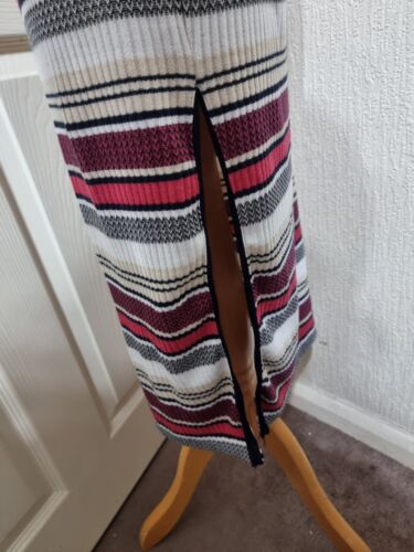Massimo Dutti Midi Knit Ribbed Dress Sleeveless Pink Cream Striped Size XS - Picture 4 of 7
