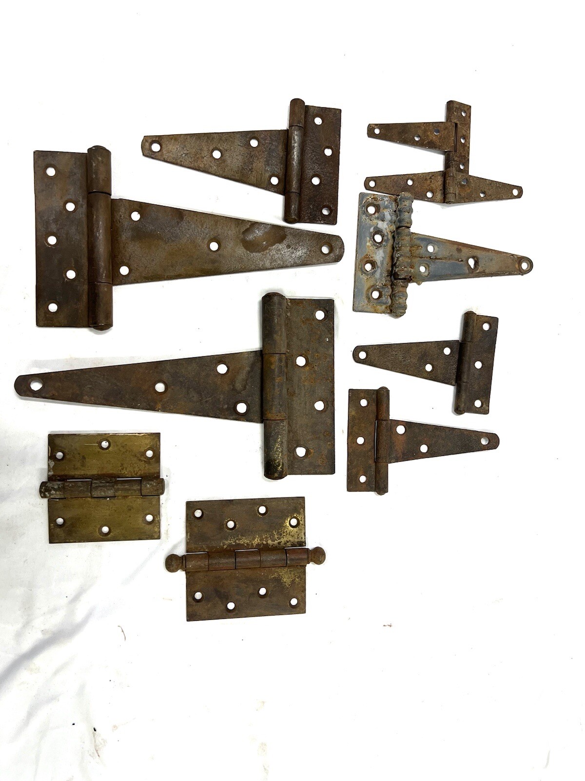 10 Vintage Strap & T-Strap Barn Door Hinges ~ Different Sizes Heavy Duty Steel