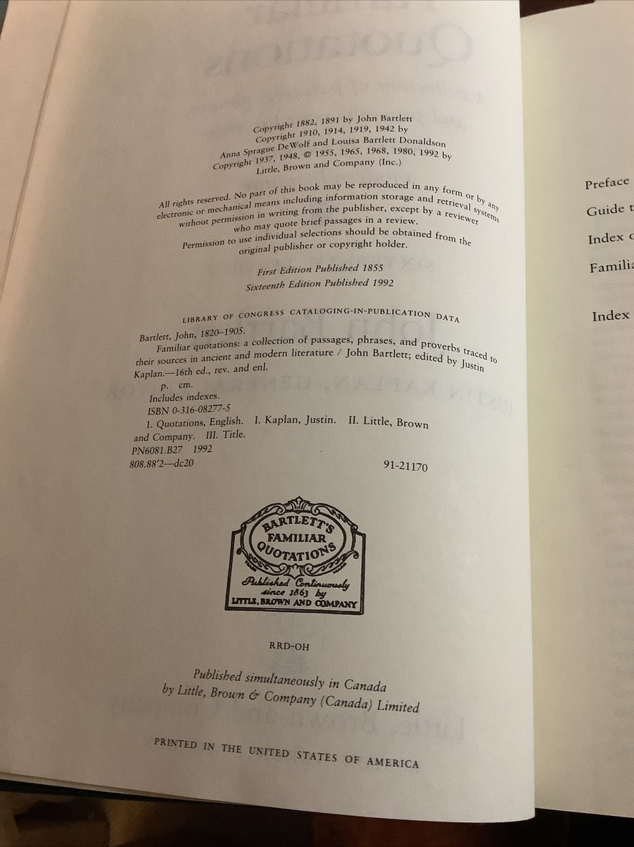 A Collection of Familiar Quotations by John Bartlett
