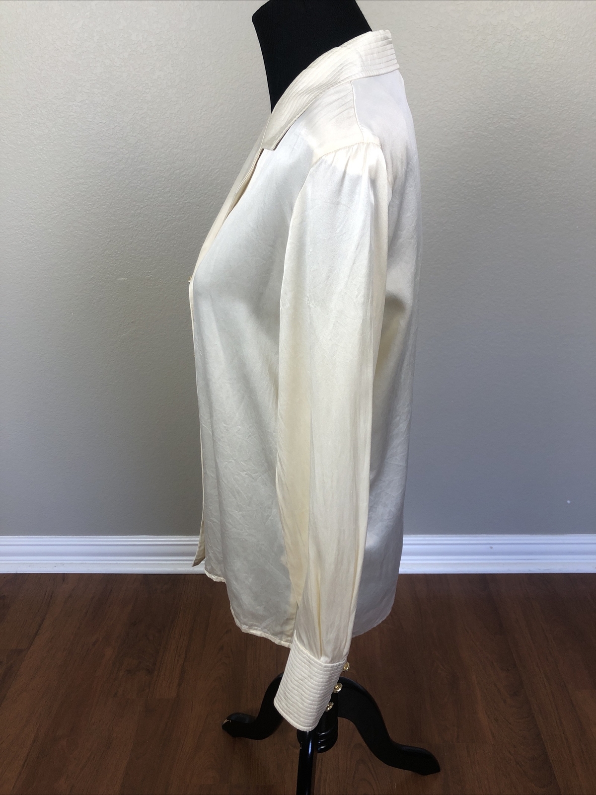 VTG Louis Feraud FR 38 US 8/10 Silk Double Breasted 13 Button Blouse Ivory RARE image 7