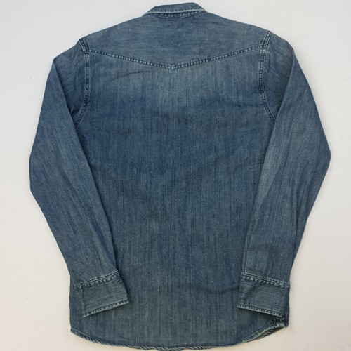 Quiksilver Western Shirt Denim Popper SMALL Blue Long Sleeve Regular No Pattern - Picture 2 of 11