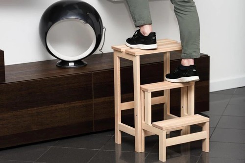 Scaletta in Legno 3 Gradini Panca Sgabello Multiuso per Casa Giardino Interno - Foto 4 di 11
