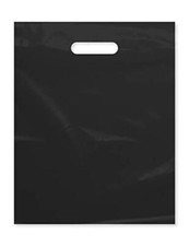 100 Pcs Plastic Shopping Bags Business Merchandise Bags with Die Cut Handles