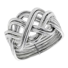 925 Sterling Silver 8Piece Braided Celtic Loop Design Puzzle Ring Band 16mm 5~13