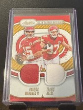 2024 Absolute Team Tandems Materials Mahomes Kelce Gold /99 Dual Patch Chiefs