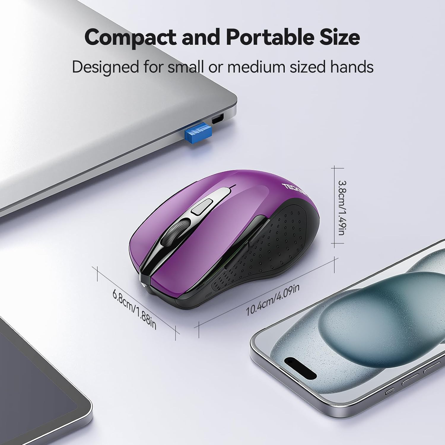 TECKNET Wireless Mouse, 2.4G Ergonomic Optical Mouse, Computer Mouse for Laptop,