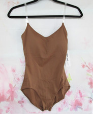 Clear Strap Dance Leotard SA MA LA Costume Body Liner Skintone 60 Tan Brown New