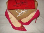 AUTH NEW WOMEN LOUBOUTIN DOOR KNOCK 100 CYCLAMEN SUEDE STUDDED PUMPS/HEELS US 9 — photo 4