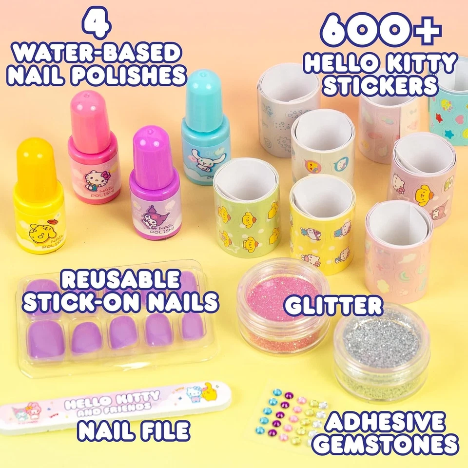 Hello Kitty 美甲套装 儿童闪耀剥离波兰素食闪光 Sanrio 礼物 — 第 2/4 张图片