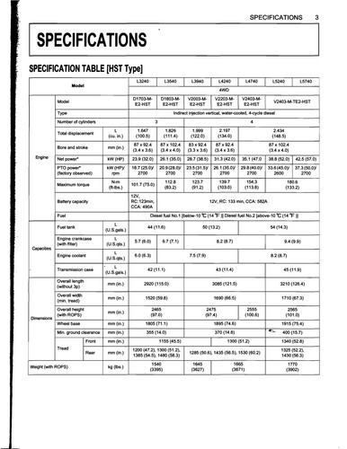 KUBOTA L3240 L3540 L3940 L4240 L4740 L5040 L5240 L5740 OPERATORS MANUAL, COVERS - Picture 5 of 5