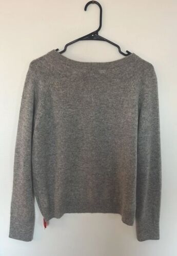 $ 335 weiß + Warren Kaschmir Sweatshirt mit Rippborte mittelgrau weich neu mit Etikett - Bild 6 von 6