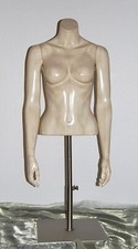 Schaufensterpuppe Torso Dame Damentorso weiblich Büste elfenbeinfarben & Ständer
