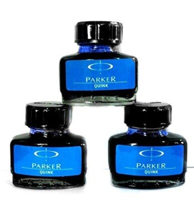 Parker Quink Fountain Ink Bottle Blue 30ml each Pack of 3 Free Shipping