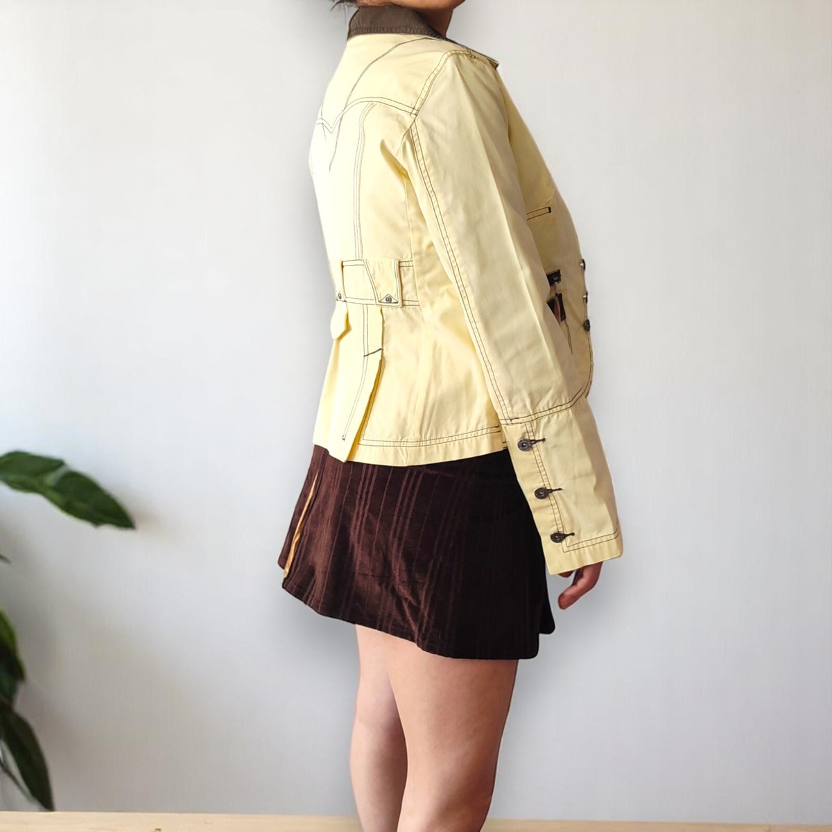 Diesel Vintage Womens Blazer Jacket Cotton Yellow Button-Up