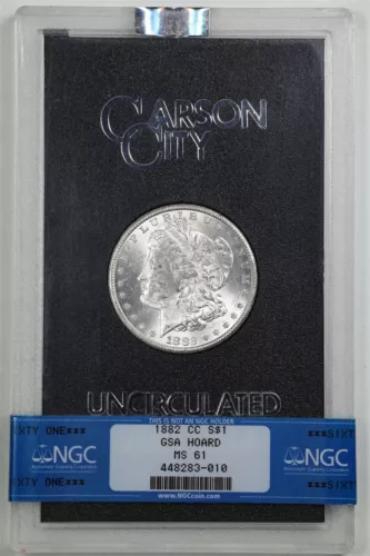 1882-CC $1 GSA Morgan Silver Dollar MS61 NGC 448283-010 with Box & COA