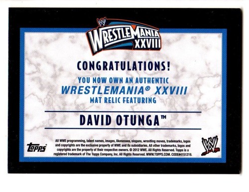 TAPIS D'OCCASION JEU David Otunga Wrestlemania XXVIII WWE 2012 Topps #NNO - Photo 2 sur 2