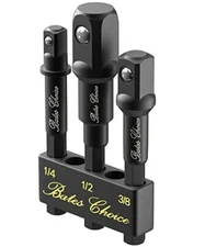 Bates- Impact Socket Adapter Set, 3 PCS, 1/4", 3/8" and 1/2", with Holder, 