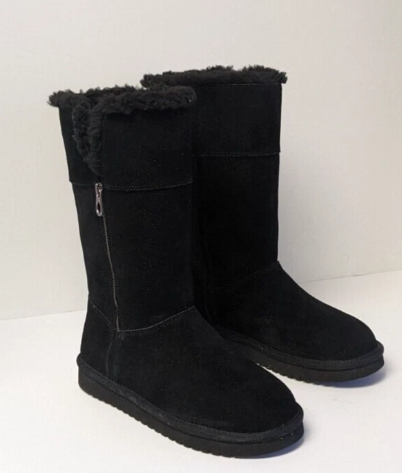 UGG Koolaburra Aribel Stivali Invernali Alti Nero Scamosciato Donna 7 M