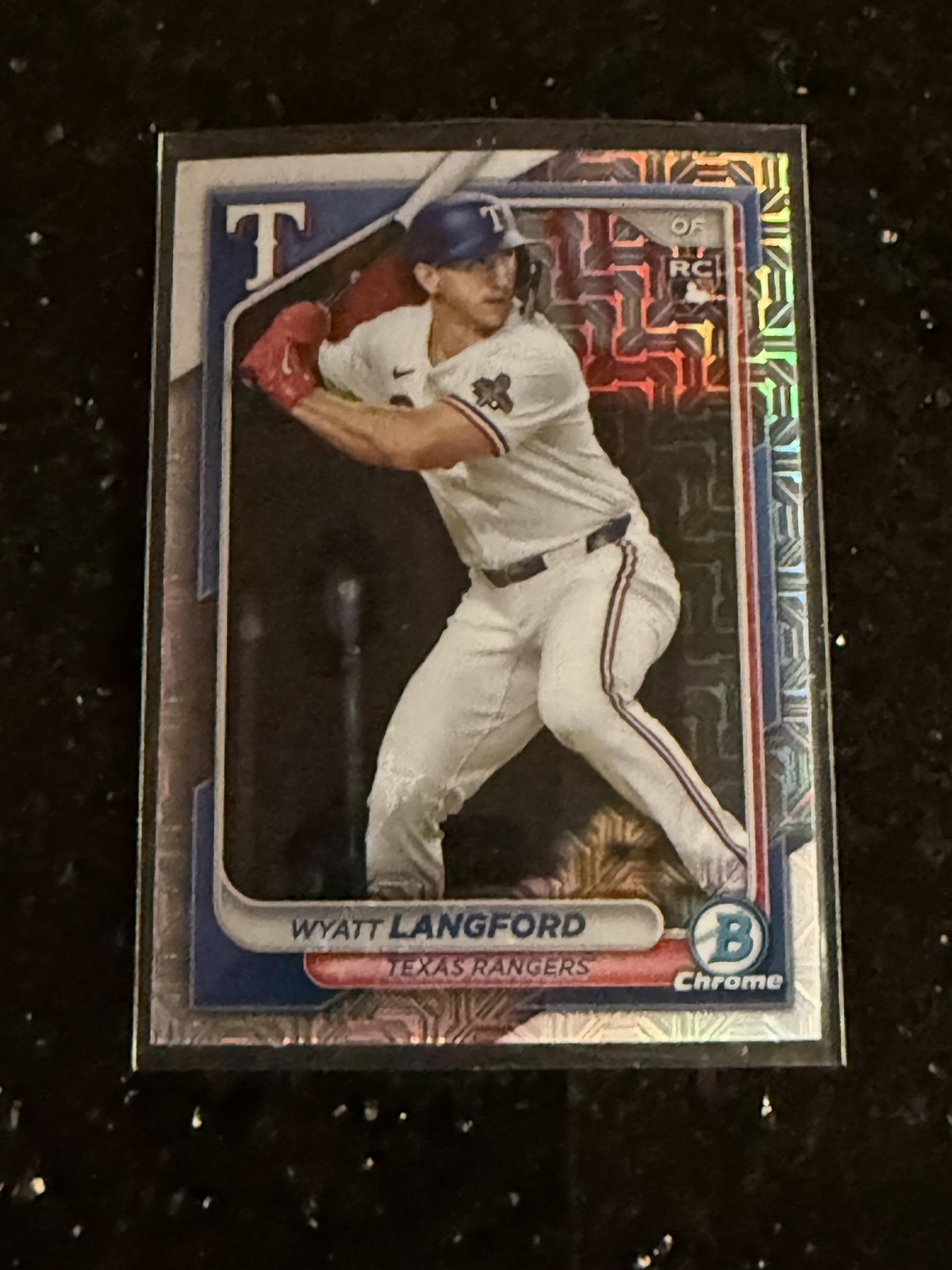 2024 Bowman Chrome #71 Wyatt Langford Mojo Refractors Texas Rangers